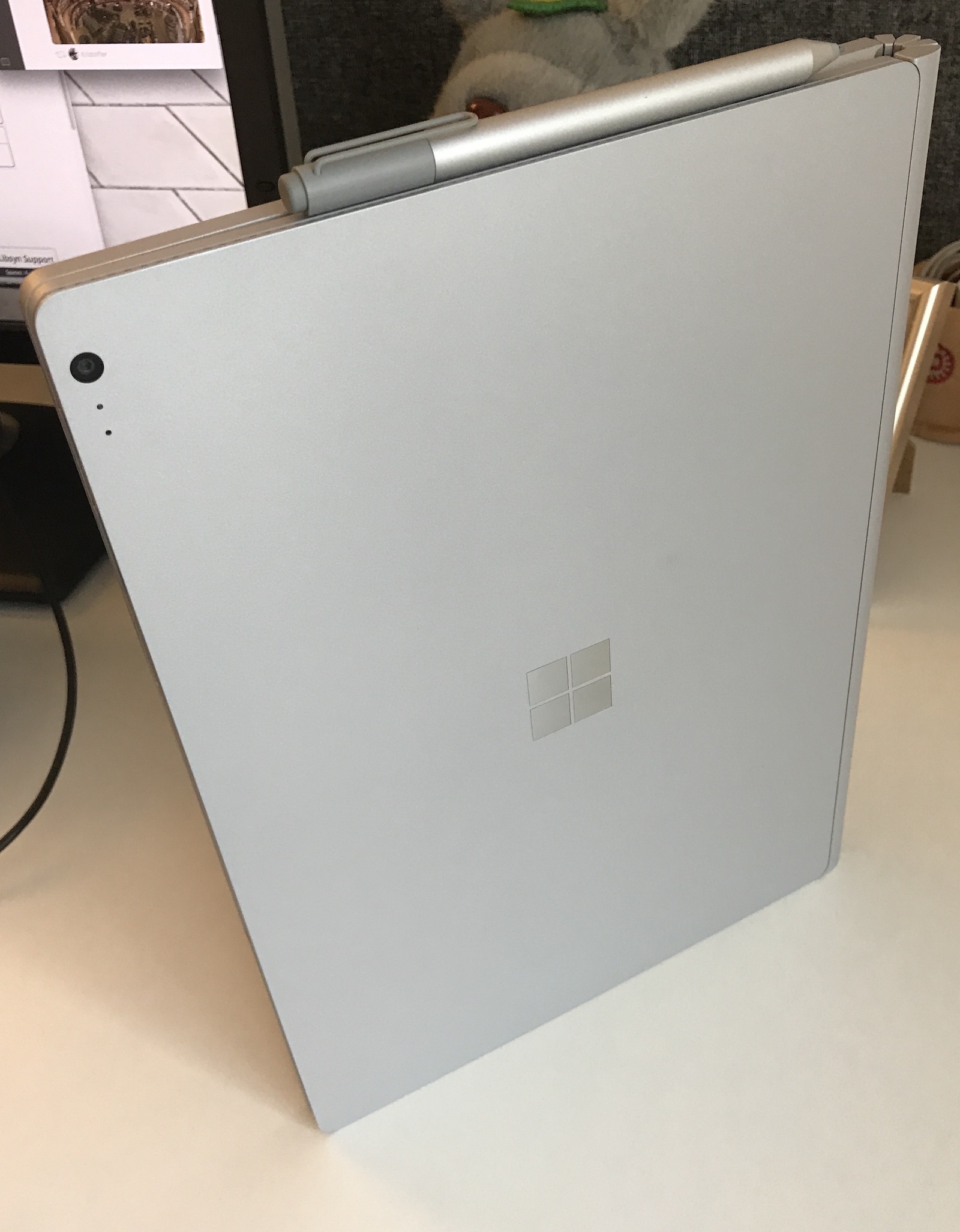 Surface book standing on side