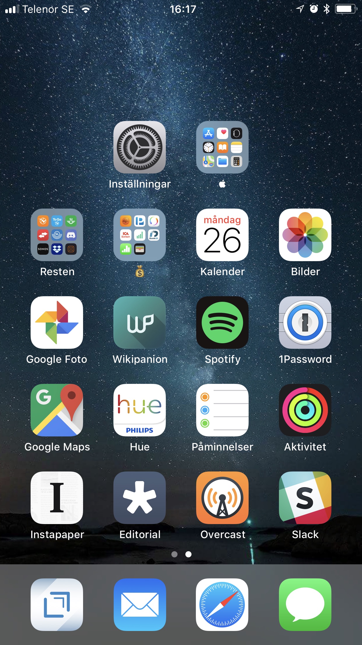 Iphone home screen, February 2018 edition